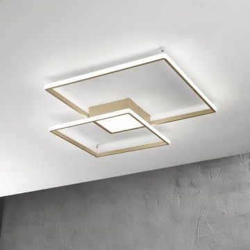 Ondaluce - Lampada da soffitto LED dimmerabile DOWEL LED/46W/230V 55x55 cm dorata