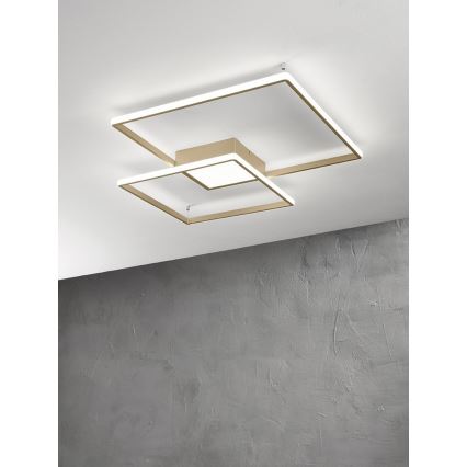 Ondaluce - Lampada da soffitto LED dimmerabile DOWEL LED/46W/230V 55x55 cm dorata