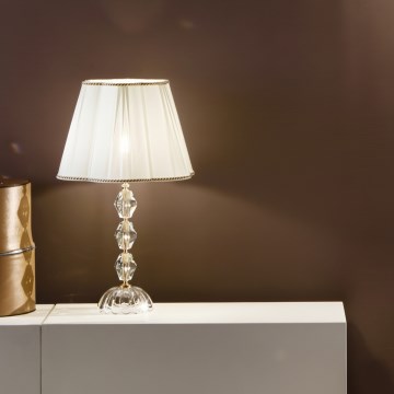 Ondaluce - Lampada da tavolo in cristallo BRIGIDA 1xE27/15W/230V crema/trasparente