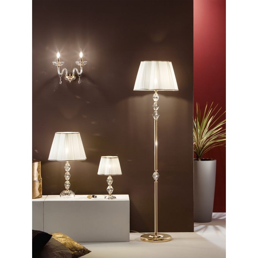 Ondaluce - Lampada da tavolo in cristallo BRIGIDA 1xE27/15W/230V crema/trasparente