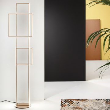 Ondaluce - Lampada da terra dimmerabile a LED DOWEL, 77 W/230 V, 166 cm, dorata