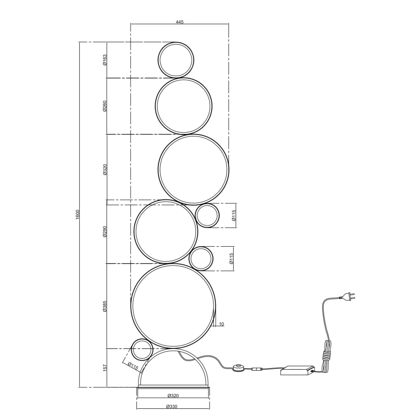 Ondaluce - Lampada da terra dimmerabile a LED POIS LED/52W/230V 160 cm oro