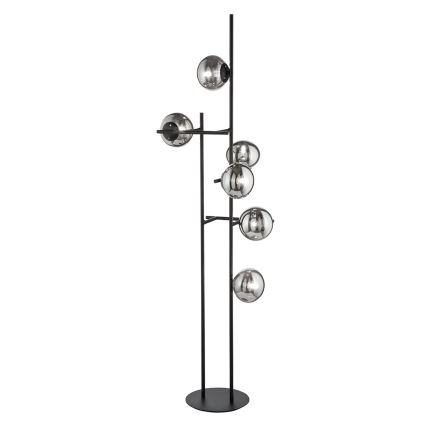 Ondaluce - Lampada da terra JEWEL 6xE14/10W/230V 166 cm nero/nero fumé