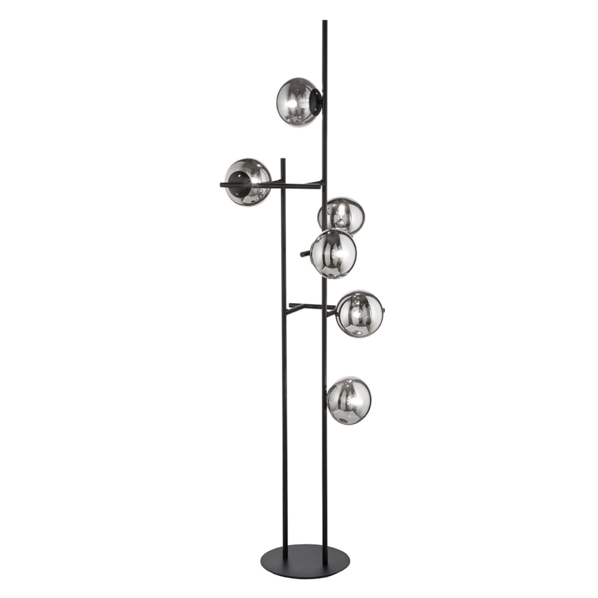 Ondaluce - Lampada da terra JEWEL 6xE14/10W/230V 166 cm nero/nero fumé