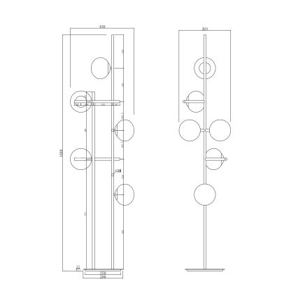 Ondaluce - Lampada da terra JEWEL 6xE14/10W/230V 166 cm nero/nero fumé
