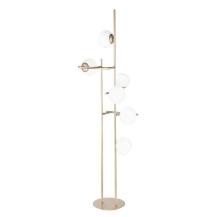 Ondaluce - Lampada da terra JEWEL 6xE14/10W/230V 166 cm oro/bianco