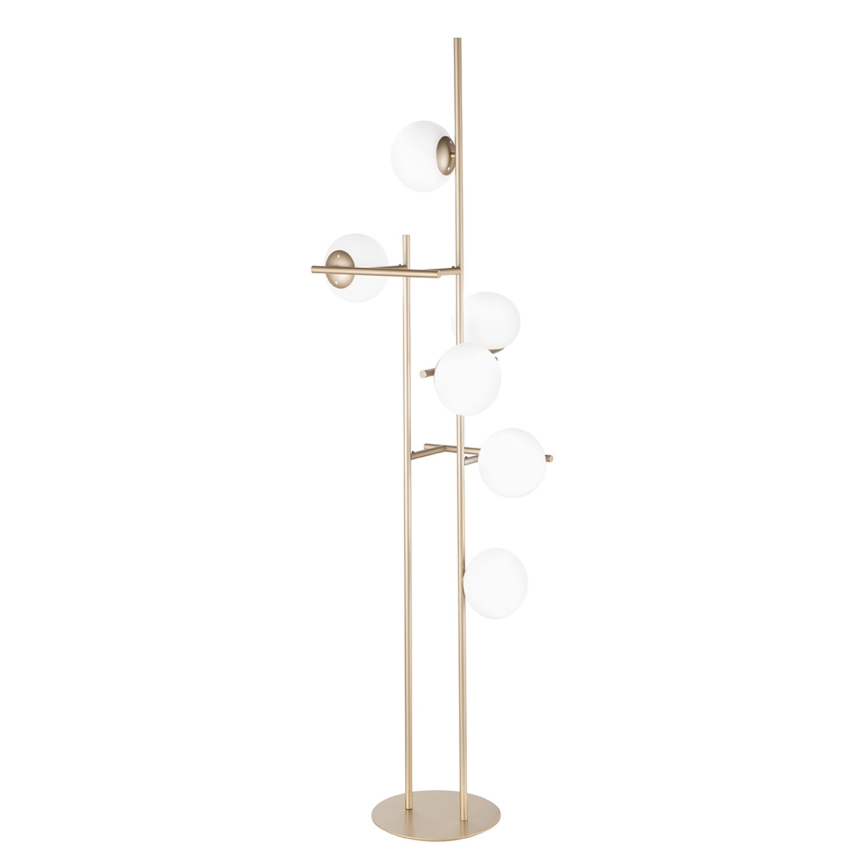 Ondaluce - Lampada da terra JEWEL 6xE14/10W/230V 166 cm oro/bianco