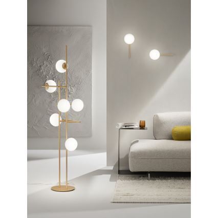 Ondaluce - Lampada da terra JEWEL 6xE14/10W/230V 166 cm oro/bianco