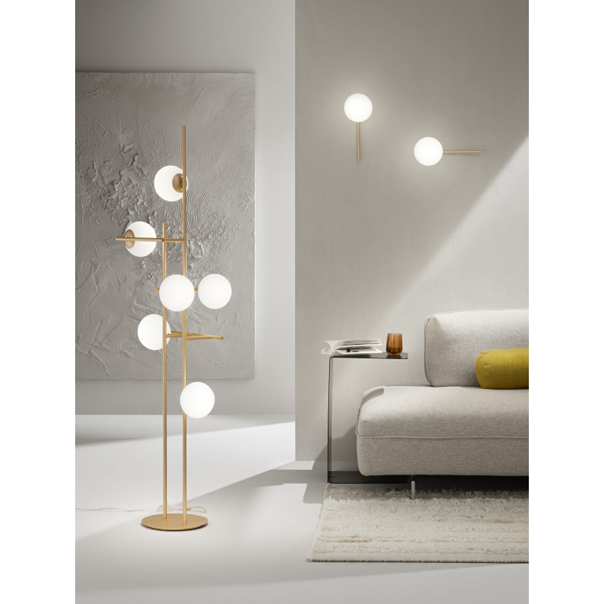 Ondaluce - Lampada da terra JEWEL 6xE14/10W/230V 166 cm oro/bianco