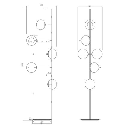 Ondaluce - Lampada da terra JEWEL 6xE14/10W/230V 166 cm oro/bianco