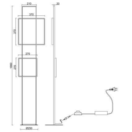 Ondaluce - Lampada da terra LED dimmerabile DOWEL LED/77W/230V dorata