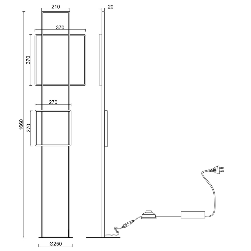 Ondaluce - Lampada da terra LED dimmerabile DOWEL LED/77W/230V dorata