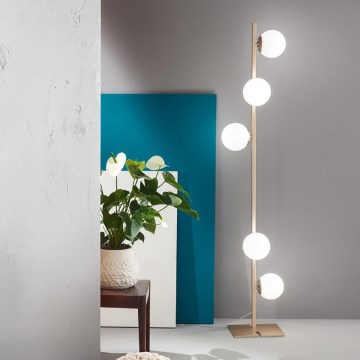Ondaluce - Lampada da terra MONILE 5x E14/10W/230V 170 cm oro/bianco