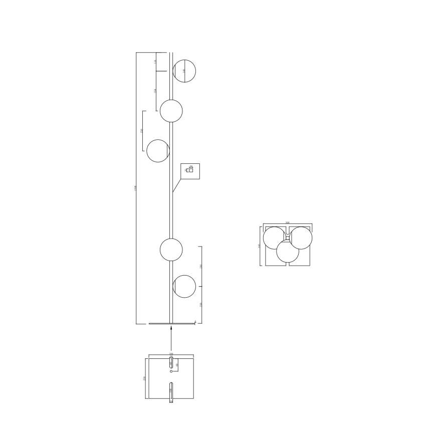 Ondaluce - Lampada da terra MONILE 5x E14/10W/230V 170 cm oro/bianco