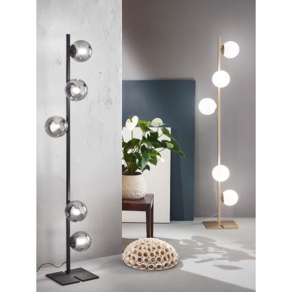 Ondaluce - Lampada da terra MONILE 5xE14/10W/230V 170 cm nero/fumé