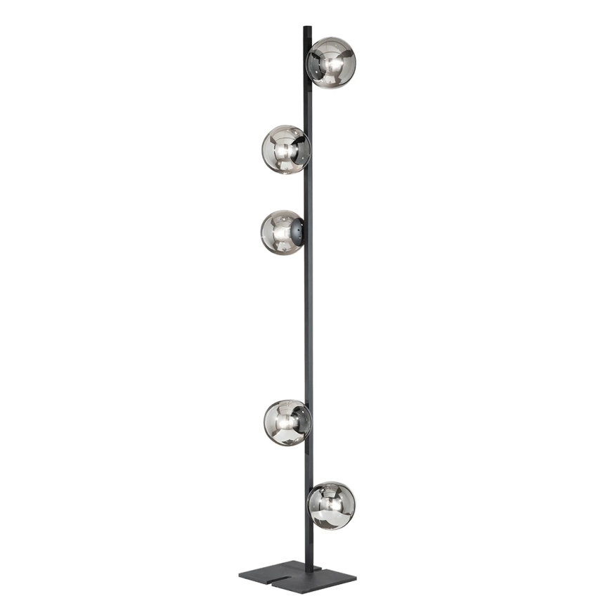 Ondaluce - Lampada da terra MONILE 5xE14/10W/230V nero fumé