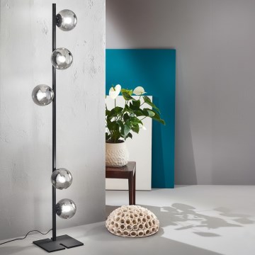 Ondaluce - Lampada da terra MONILE 5xE14/10W/230V nero/nero fumé