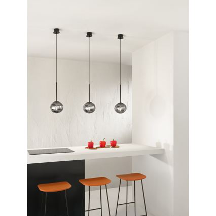 Ondaluce - Lampadario a cavo JEWEL 1xE14/10W/230V Ø 17 cm nero fumé