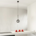 Ondaluce - Lampadario a cavo JEWEL 1xE14/10W/230V Ø 17 cm nero/nero fumé