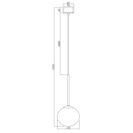 Ondaluce - Lampadario a cavo JEWEL 1xE14/10W/230V Ø 17 cm nero/nero fumé