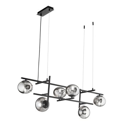 Ondaluce - Lampadario a cavo JEWEL 6xE14/10W/230V nero/fumé