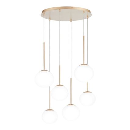 Ondaluce - Lampadario a cavo JEWEL 6xE14/10W/230V Ø 55 cm oro/bianco