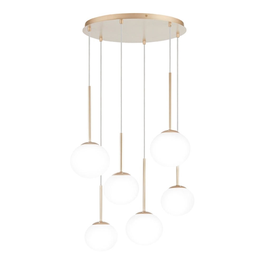 Ondaluce - Lampadario a cavo JEWEL 6xE14/10W/230V Ø 55 cm oro/bianco