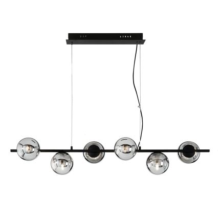 Ondaluce - Lampadario a cavo MONILE 6xE14/10W/230V nero fumé