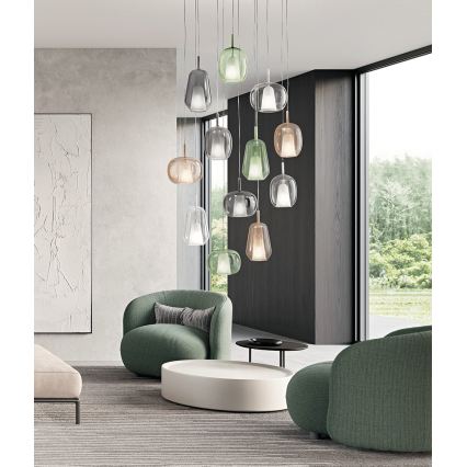 Ondaluce - Lampadario a cavo THELMA 2xE27/15W/230V beige fumé