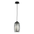 Ondaluce - Lampadario a sospensione con cavo BONNIE 1xE27/15W/230V Ø 15,5 cm nero/fumé
