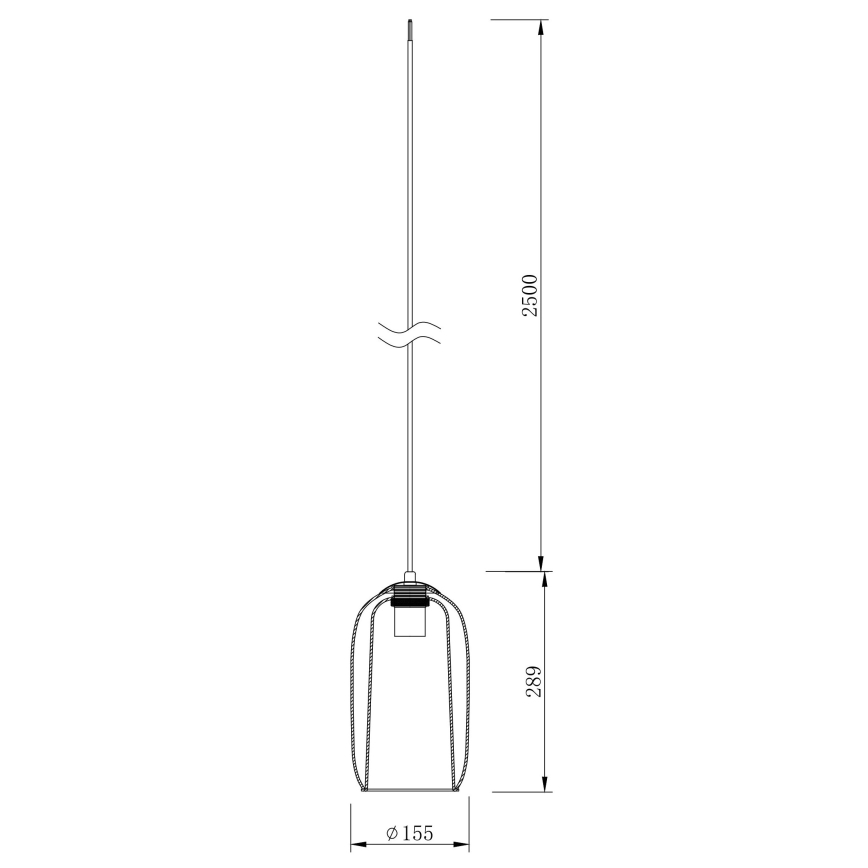 Ondaluce - Lampadario a sospensione con cavo BONNIE 1xE27/15W/230V Ø 15,5 cm nero/fumé