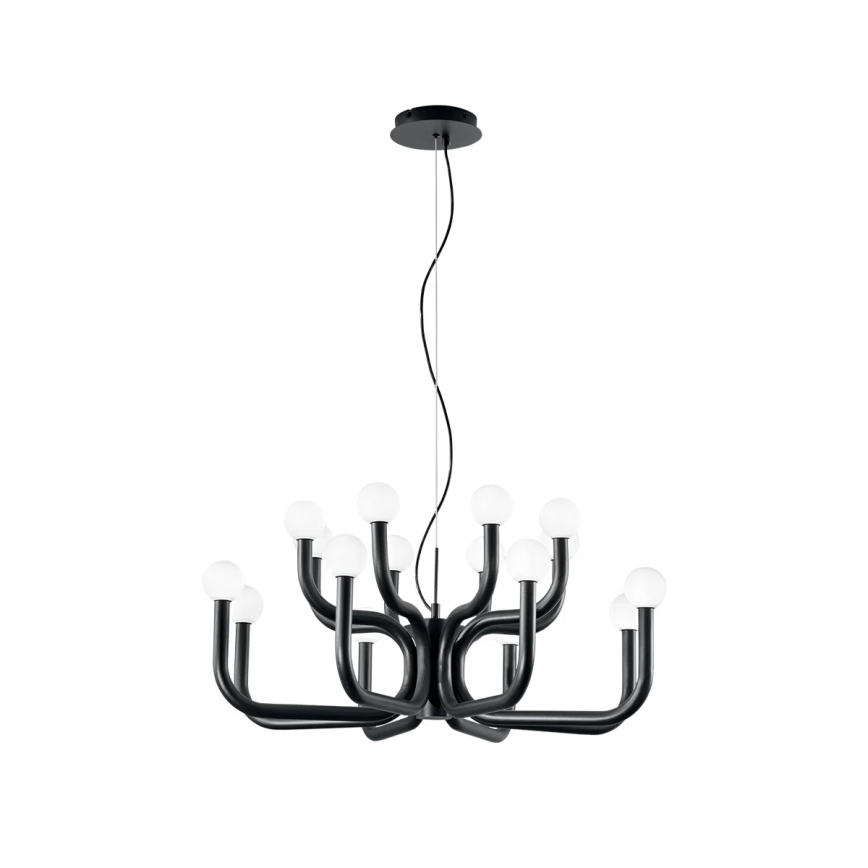 Ondaluce - Lampadario a sospensione con cavo DERBY 16xG9/7W/230V Ø 81,5 cm nero