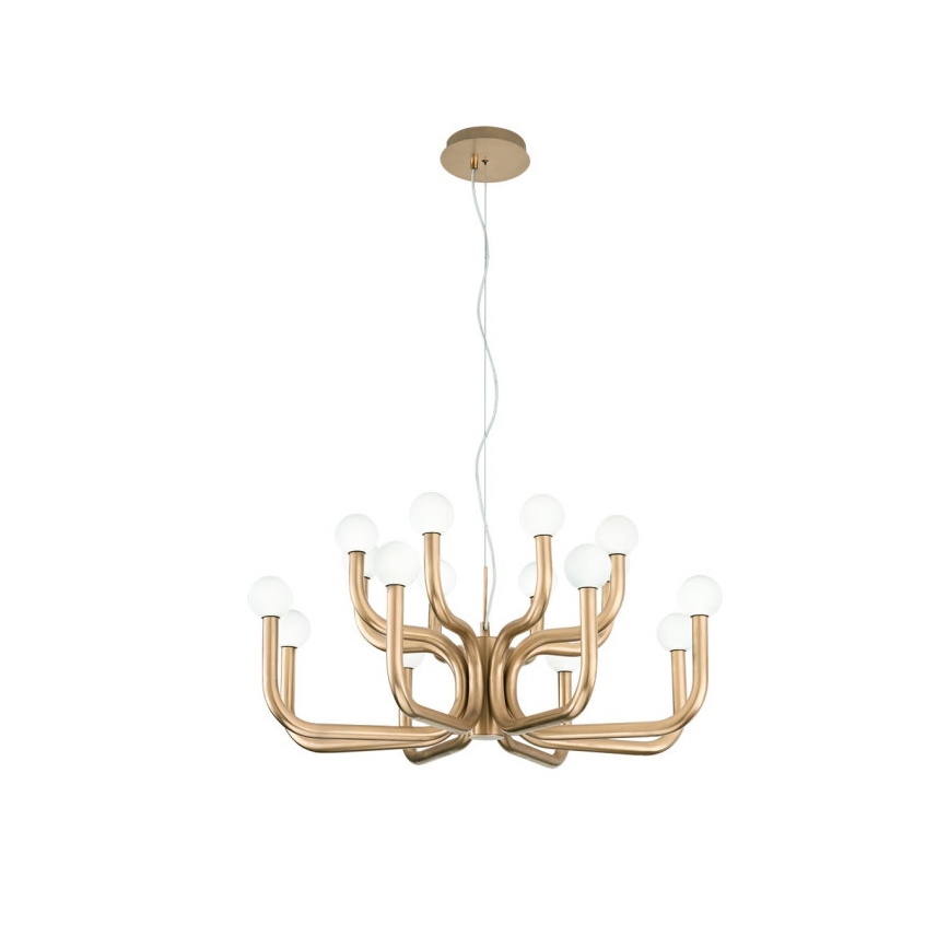 Ondaluce - Lampadario a sospensione con cavo DERBY 16xG9/7W/230V Ø 81,5 cm oro