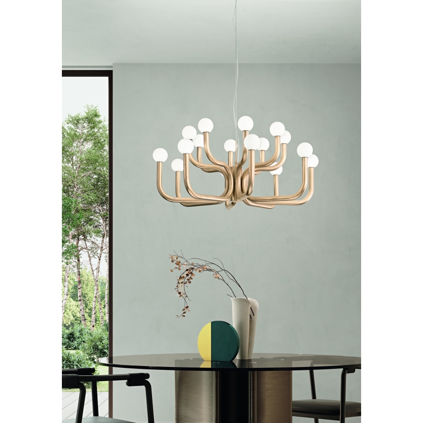 Ondaluce - Lampadario a sospensione con cavo DERBY 16xG9/7W/230V Ø 81,5 cm oro