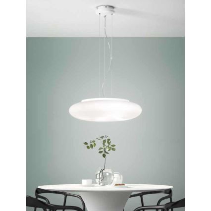 Ondaluce - Lampadario a sospensione con cavo DODI 2xE27/15W/230V Ø 53 cm bianco