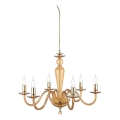 Ondaluce - Lampadario a sospensione con cavo PAGANINI 6xE14/10W/230V Ø 70 cm oro/beige fumé