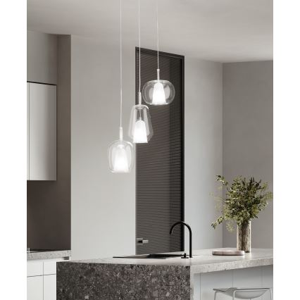 Ondaluce - Lampadario a sospensione con cavo THELMA 1xE27/15W/230V Ø 19 cm oro/trasparente