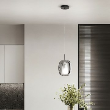 Ondaluce - Lampadario a sospensione con cavo THELMA 3xE27/15W/230V grigio fumé