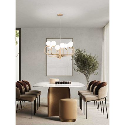 Ondaluce - Lampadario a sospensione JEPPY 8xG9/7W/230V Ø 78,5 cm oro/bianco