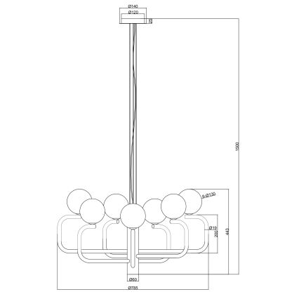 Ondaluce - Lampadario a sospensione JEPPY 8xG9/7W/230V Ø 78,5 cm oro/bianco