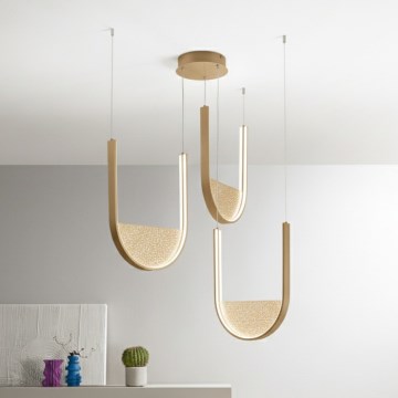 Ondaluce - Lampadario a sospensione LED dimmerabile con cavo LOTUS LED/70W/230V, oro