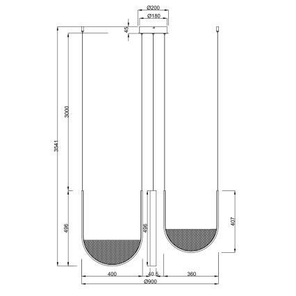 Ondaluce - Lampadario a sospensione LED dimmerabile con cavo LOTUS LED/70W/230V, oro