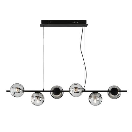 Ondaluce - Lampadario a sospensione MONILE 6xE14/10W/230V nero/nero fumé