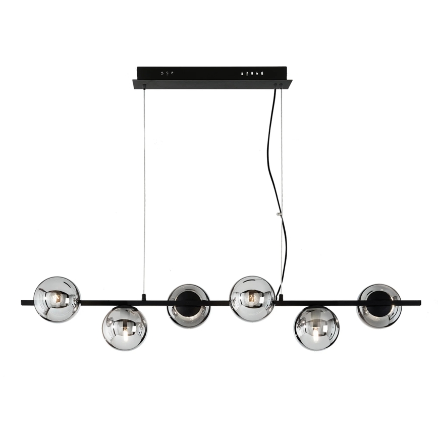 Ondaluce - Lampadario a sospensione MONILE 6xE14/10W/230V nero/nero fumé