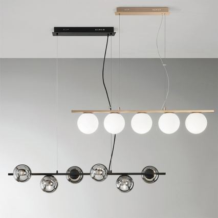 Ondaluce - Lampadario a sospensione MONILE 6xE14/10W/230V nero/nero fumé