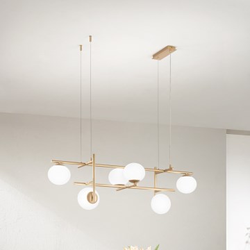 Ondaluce - Lampadario a sospensione su cavo JEWEL 6xE14/10W/230V oro/bianco