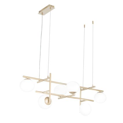 Ondaluce - Lampadario a sospensione su cavo JEWEL 6xE14/10W/230V oro/bianco
