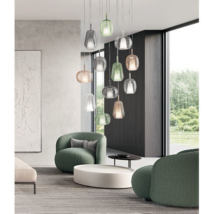 Ondaluce - Lampadario a sospensione su cavo THELMA 1xE27/15W/230V Ø 25 cm oro/trasparente