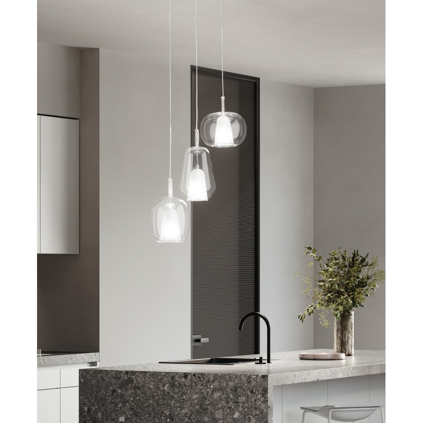 Ondaluce - Lampadario a sospensione su cavo THELMA 1xE27/15W/230V Ø 25 cm oro/trasparente