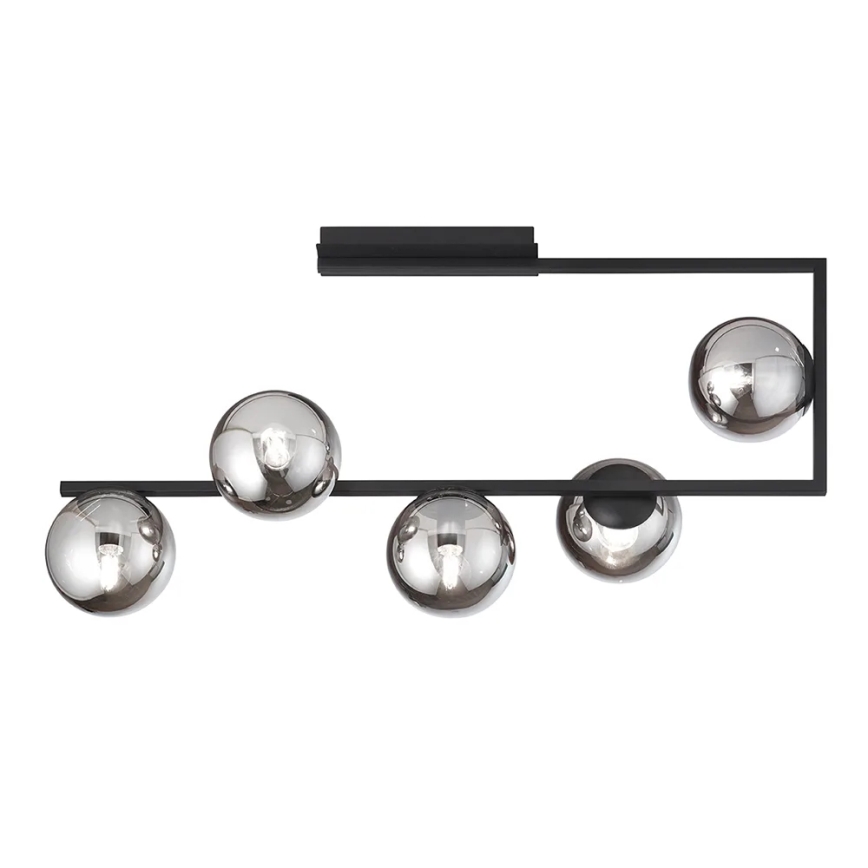 Ondaluce - Lampadario a stelo MONILE 5xE14/10W/230V nero/fumé